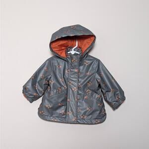 Zara Floral Raincoat Size 9/12m Hooded Full Zip Pockets Jacket